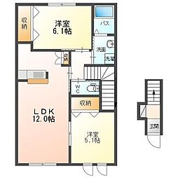 コンプリートプレイス 1LDKの間取図画像