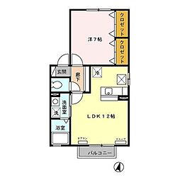 フォレットアモールC 1LDKの間取図画像