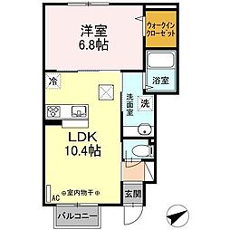 ウィット沢里 1LDKの間取図画像