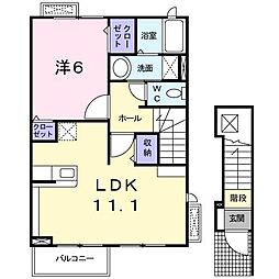 メゾンソレイユ2 1LDKの間取図画像