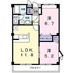 インフィニート 2LDKの間取図画像