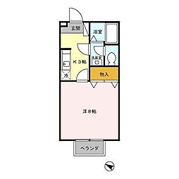 セジュール一番町 1Kの間取図画像