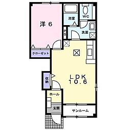 プラスペリティー 1LDKの間取図画像