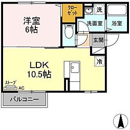 プランドール根城 1LDKの間取図画像