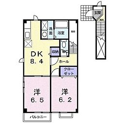 グランヴェール21B 2DKの間取図画像