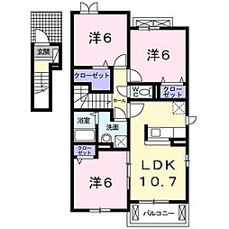 クレメント参番館 3LDKの間取図画像