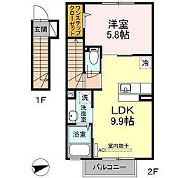 メゾンソレイユ根城 1LDKの間取図画像