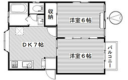 ハイツ原之郷 2DKの間取図画像