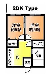 ティアラレジデンス 2DKの間取図画像