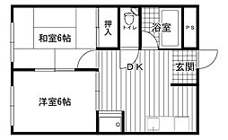 リブライト湯河原 2DKの間取図画像