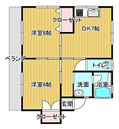アオキコーポ 2DKの間取図画像