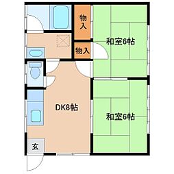 エスパール干潟2 2DKの間取図画像