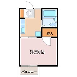 グレーハウス2 1Kの間取図画像