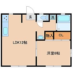 グローバルハイツ 1LDKの間取図画像
