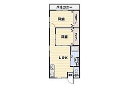 アパート 2LDKの間取図画像