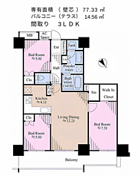 ビーコンタワーレジデンス 3LDKの間取図画像