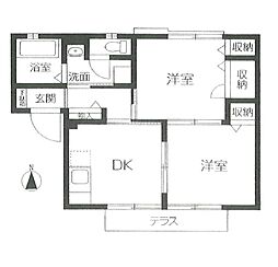 コンフォート・サンA 2DKの間取図画像