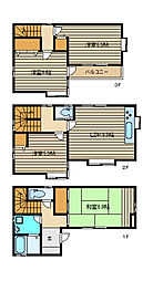 西武池袋線 椎名町駅 徒歩2分の賃貸一戸建て 4LDKの間取り