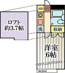 リバーハウス 1Kの間取図画像