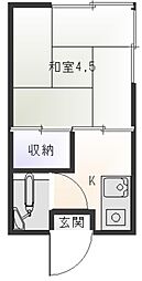 第一さくら荘 1Kの間取図画像