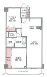 プラザ末吉橋 2LDKの間取図画像