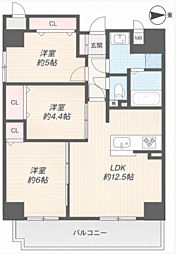 キングマンション福島2 3LDKの間取図画像