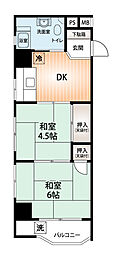 新大阪第2ダイヤモンドマンション 2DKの間取図画像