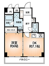 近鉄淀川リバーサイドマンション 1DKの間取図画像