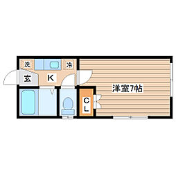 シティモード向山 1Kの間取図画像