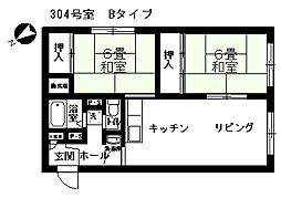 丸増豊平ロイヤルハイツ 2LDKの間取図画像