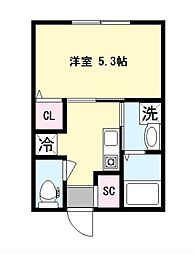 ブラン霞 1Kの間取図画像