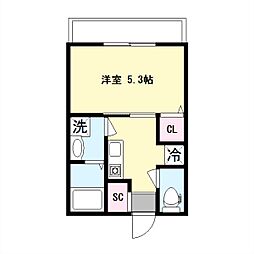 ブラン霞 1Kの間取図画像