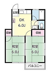 第二コーポプラム 2DKの間取図画像