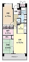 鷺沼南パーク・ホームズクエルダ 2SLDKの間取図画像