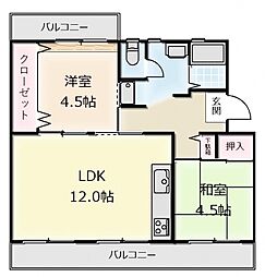 第2フラット鷺沼 2LDKの間取図画像