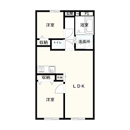 セザール上福岡東 2LDKの間取図画像
