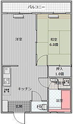 芦花パレス 1LDKの間取図画像