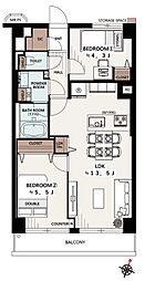 用賀マンション 2LDKの間取図画像