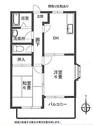 トゥジュール 2DKの間取図画像