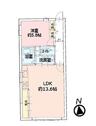 パレス武蔵野7 1LDKの間取図画像