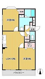 パークヒル鷺沼 2LDKの間取図画像