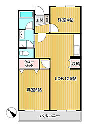 新珠マンション 2LDKの間取図画像