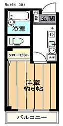 ワンダーウォール 1Kの間取図画像