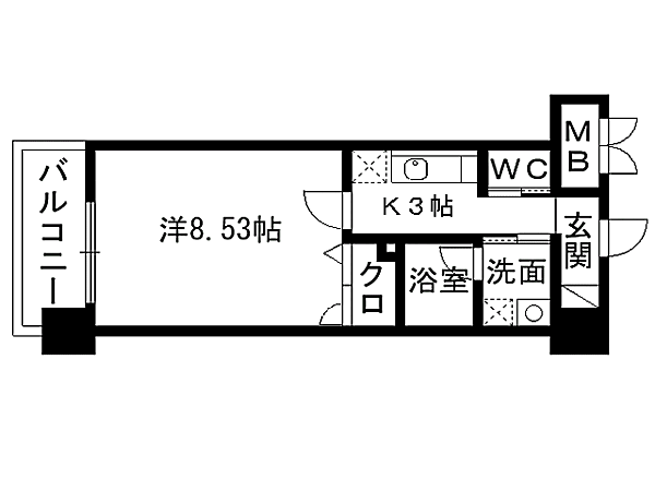 ラフィーネ到津学園通り 402｜福岡県北九州市小倉北区下到津４丁目(賃貸マンション1K・6階・29.75㎡)の写真 その2