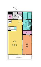 パレスイースト 1LDKの間取図画像