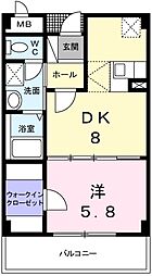 アンソレイエ 1DKの間取図画像