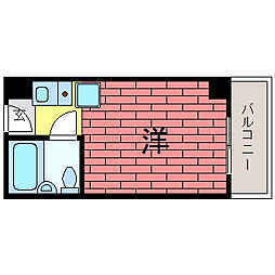 カサベラ神戸 ワンルームの間取図画像