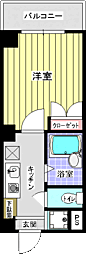 オプティマルレジデンス 1Kの間取図画像