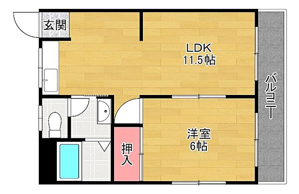 岡田マンション ｜大阪府枚方市磯島元町(賃貸マンション1LDK・1階・40.00㎡)の写真 その2