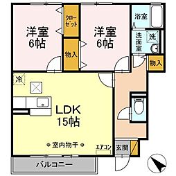 アールユウナシオ 2LDKの間取図画像